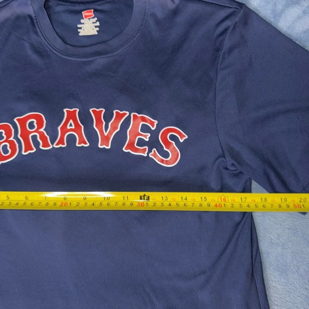 Vintage Navy blue Atlanta Braves tee with red 'BRAVES'